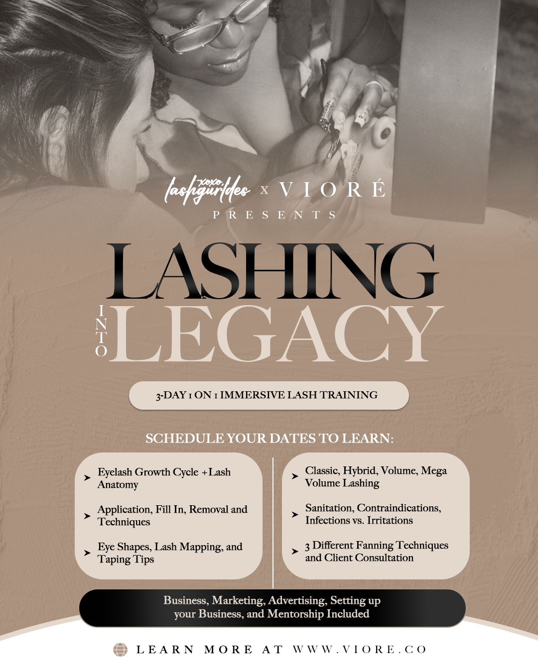 Lashing into Legacy 3-Day Immersive Lash Training